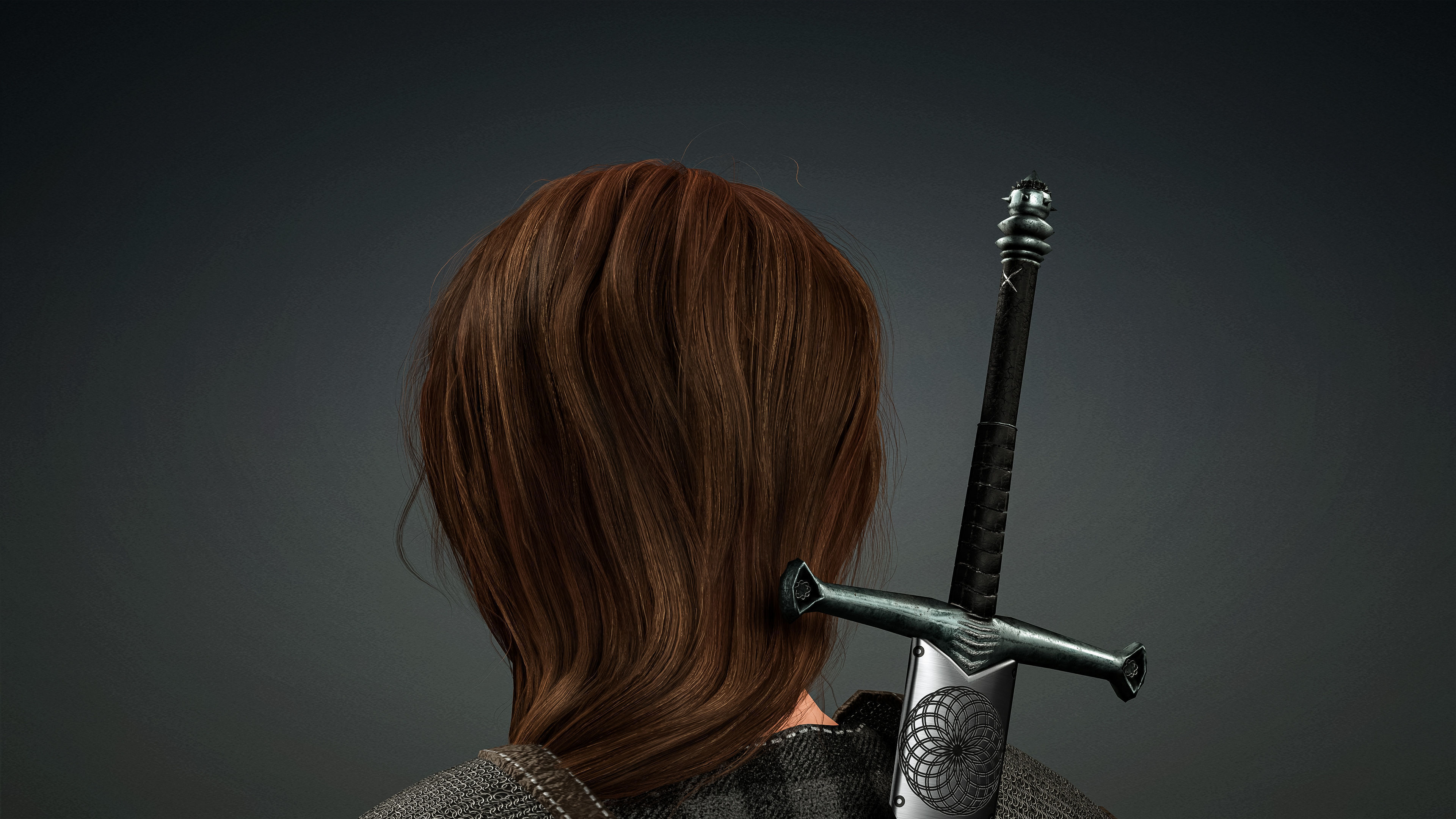 High Quality Realistic Female Warrior Low-poly 3D model_14