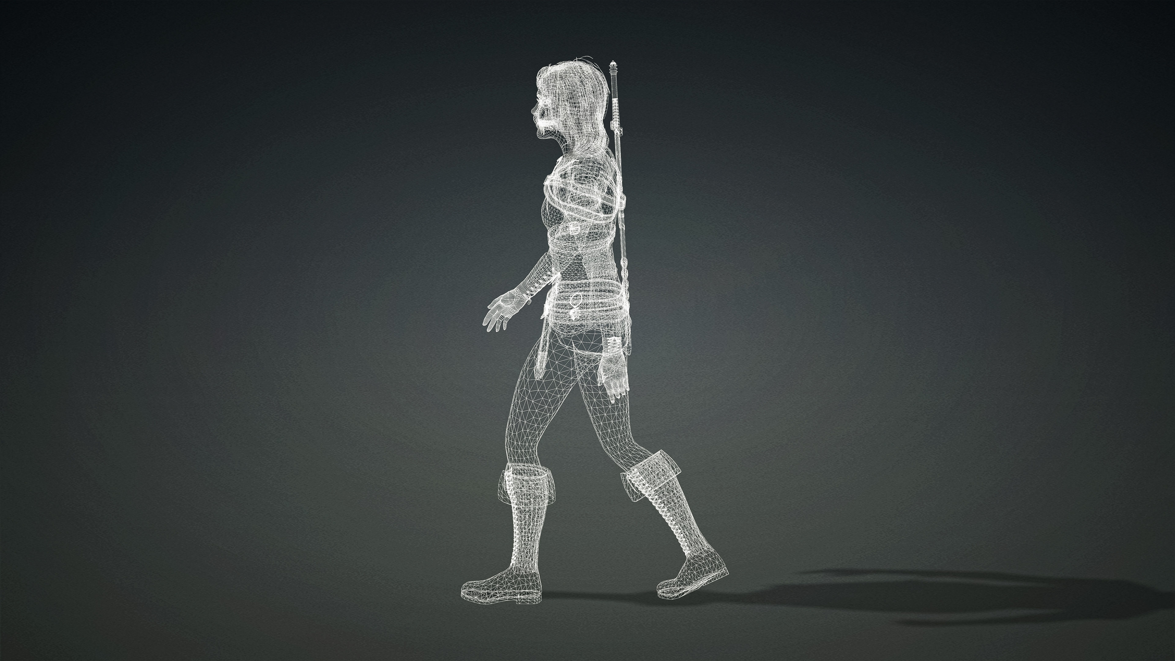 High Quality Realistic Female Warrior Low-poly 3D model_28