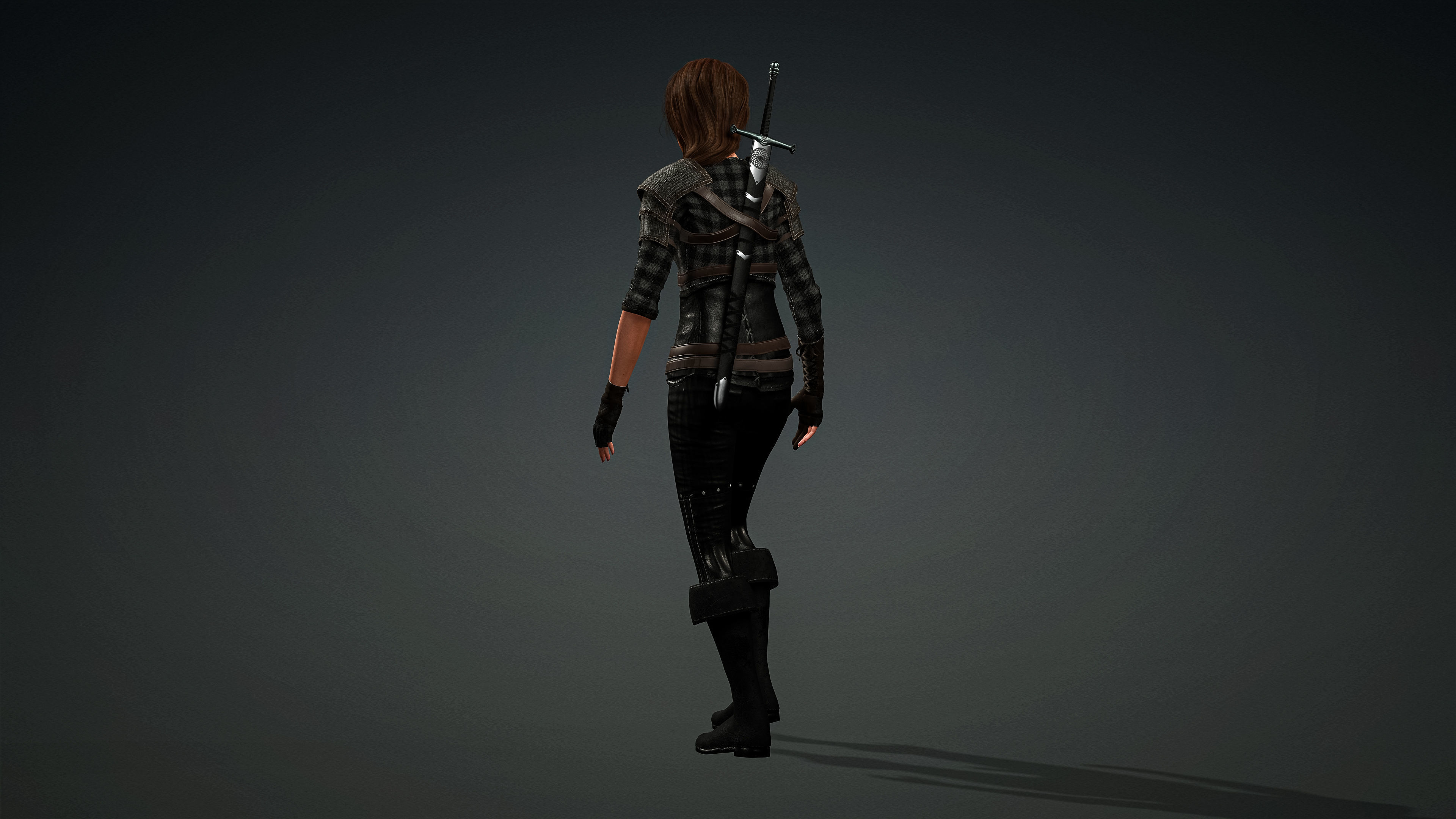 High Quality Realistic Female Warrior Low-poly 3D model_8