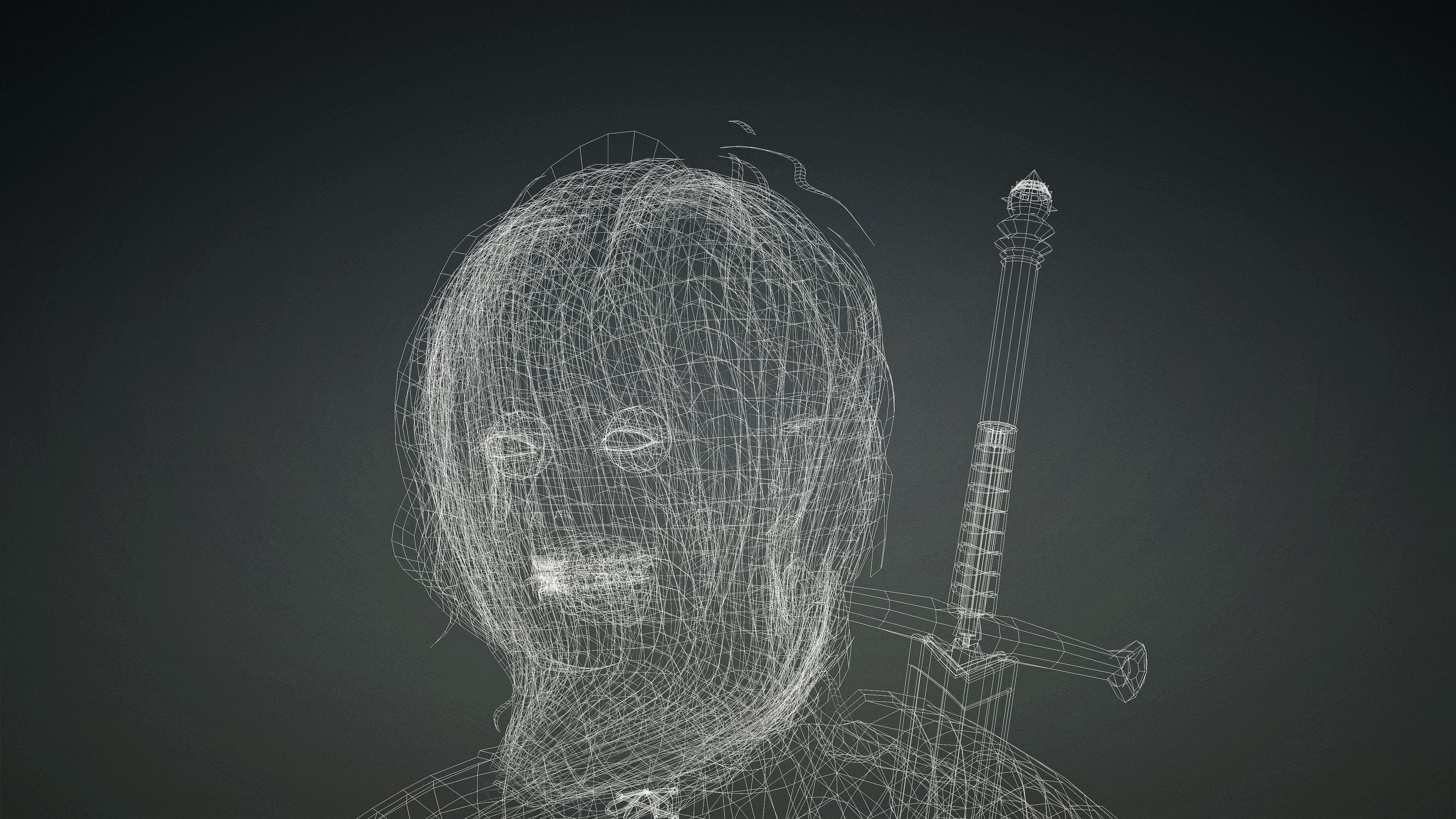 High Quality Realistic Female Warrior Low-poly 3D model_37