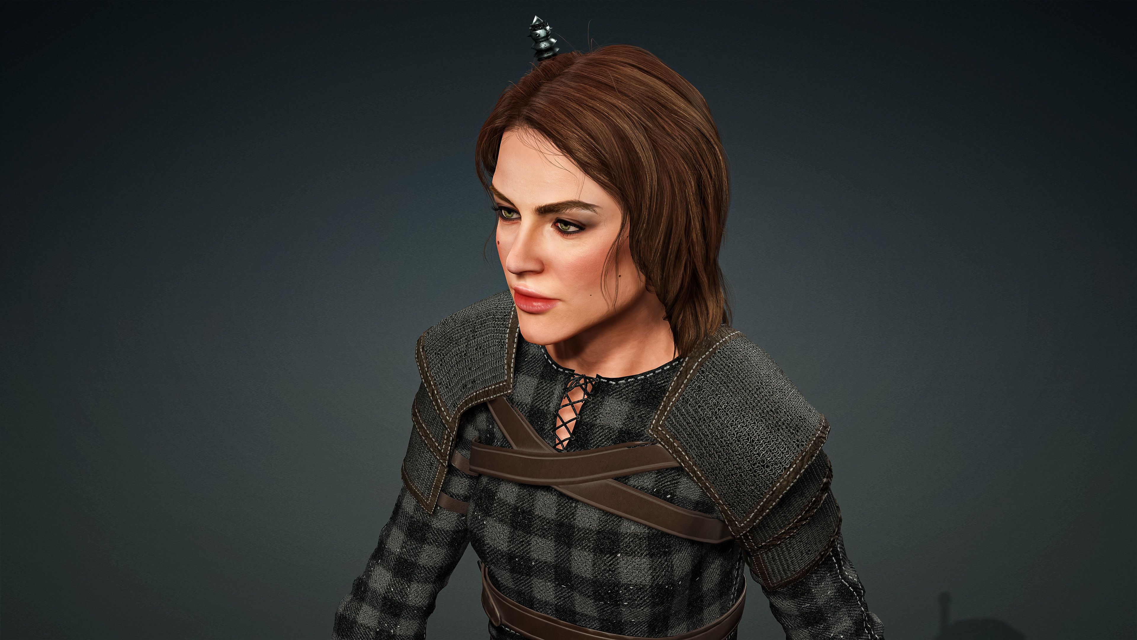 High Quality Realistic Female Warrior Low-poly 3D model_23