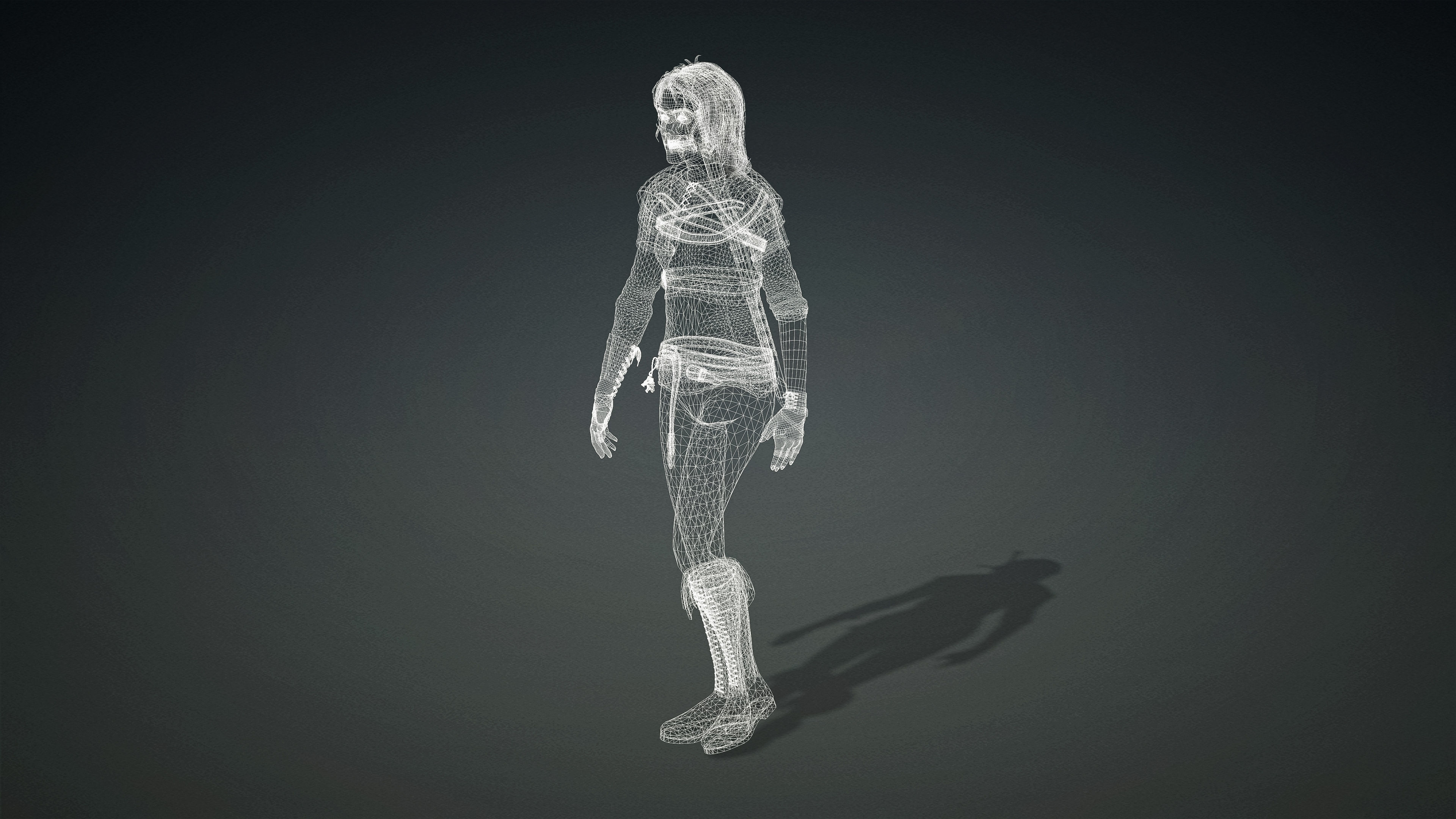 High Quality Realistic Female Warrior Low-poly 3D model_26