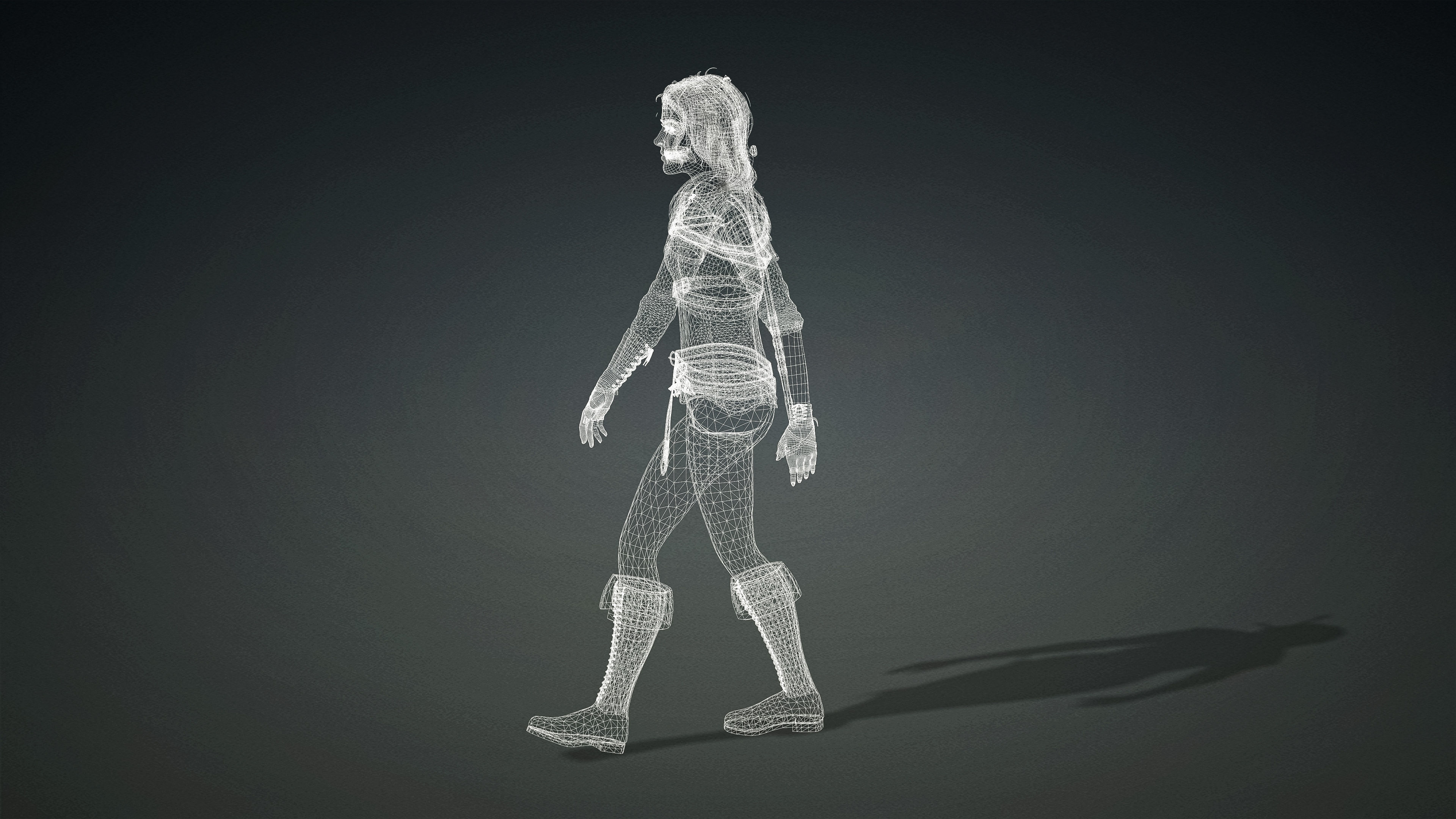 High Quality Realistic Female Warrior Low-poly 3D model_27