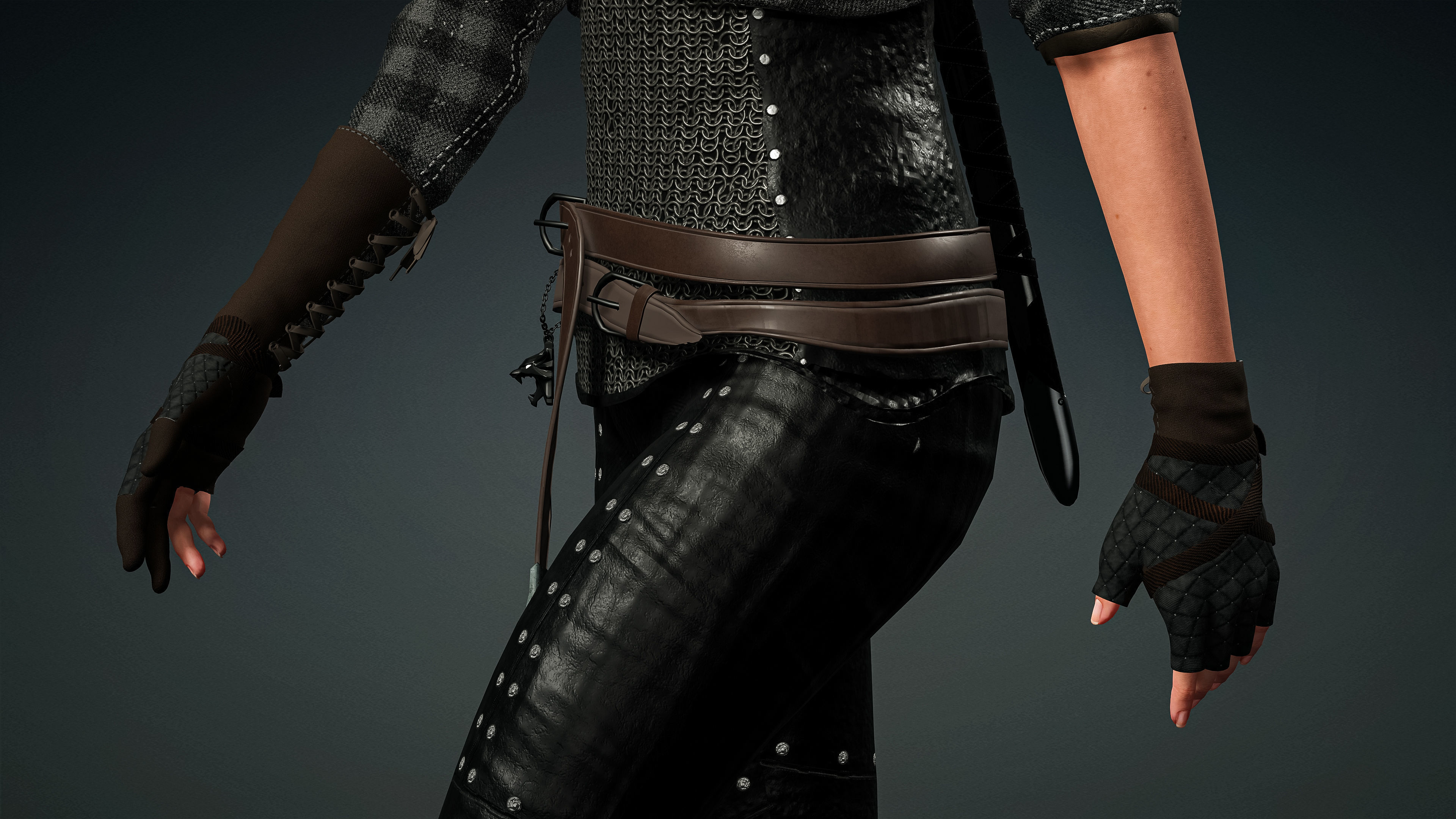 High Quality Realistic Female Warrior Low-poly 3D model_20