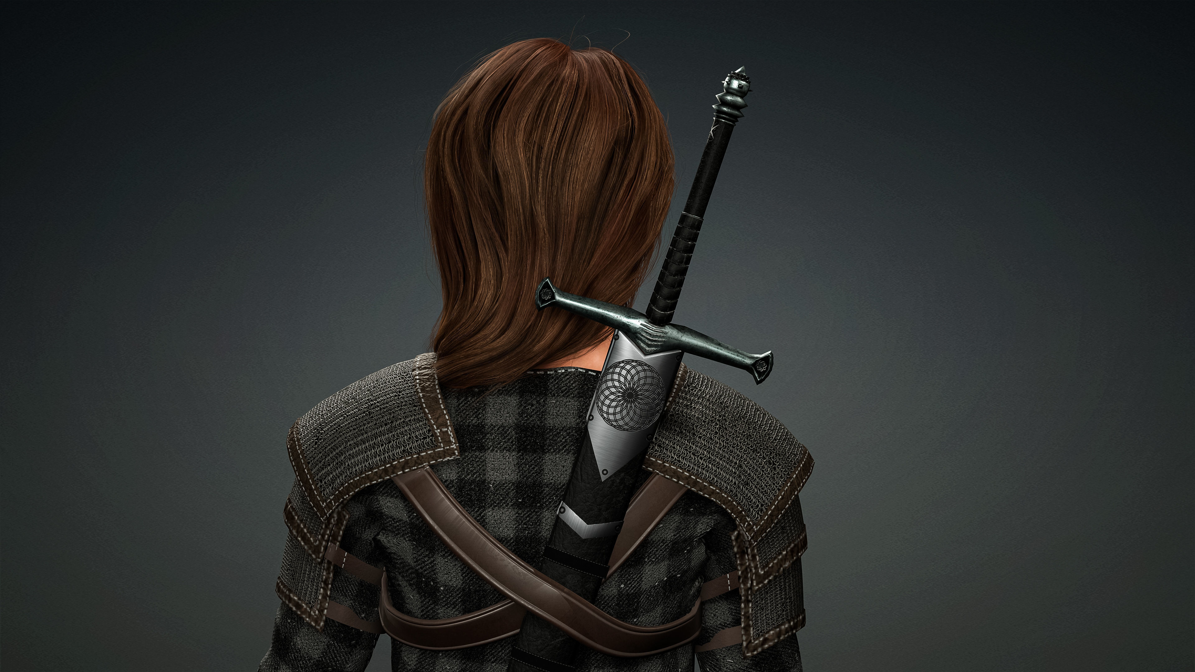 High Quality Realistic Female Warrior Low-poly 3D model_17