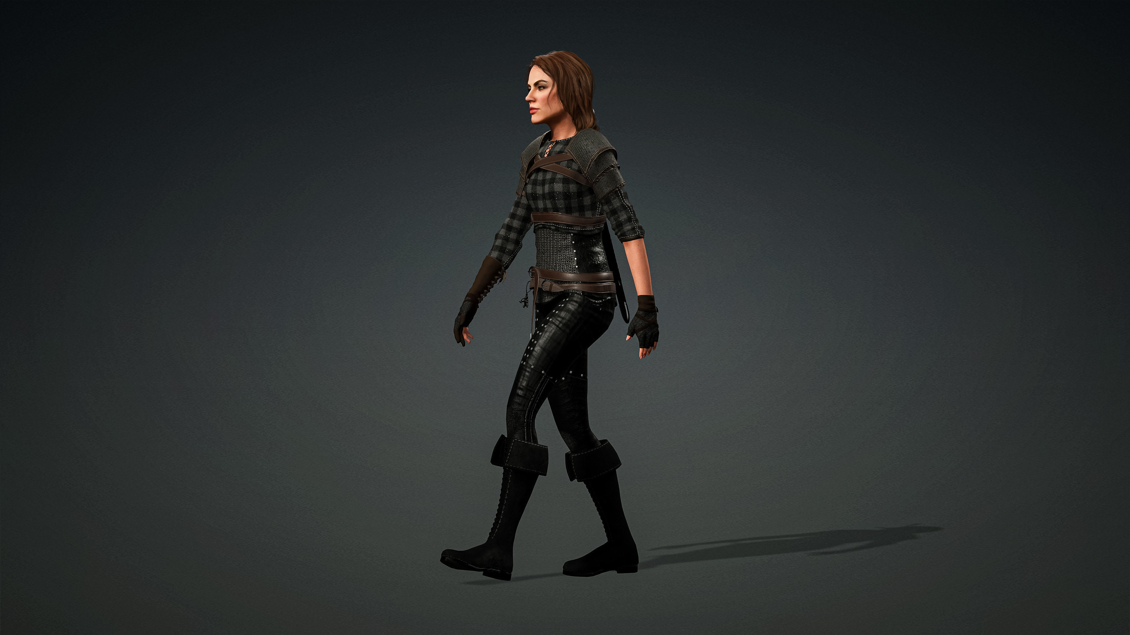 High Quality Realistic Female Warrior Low-poly 3D model_5