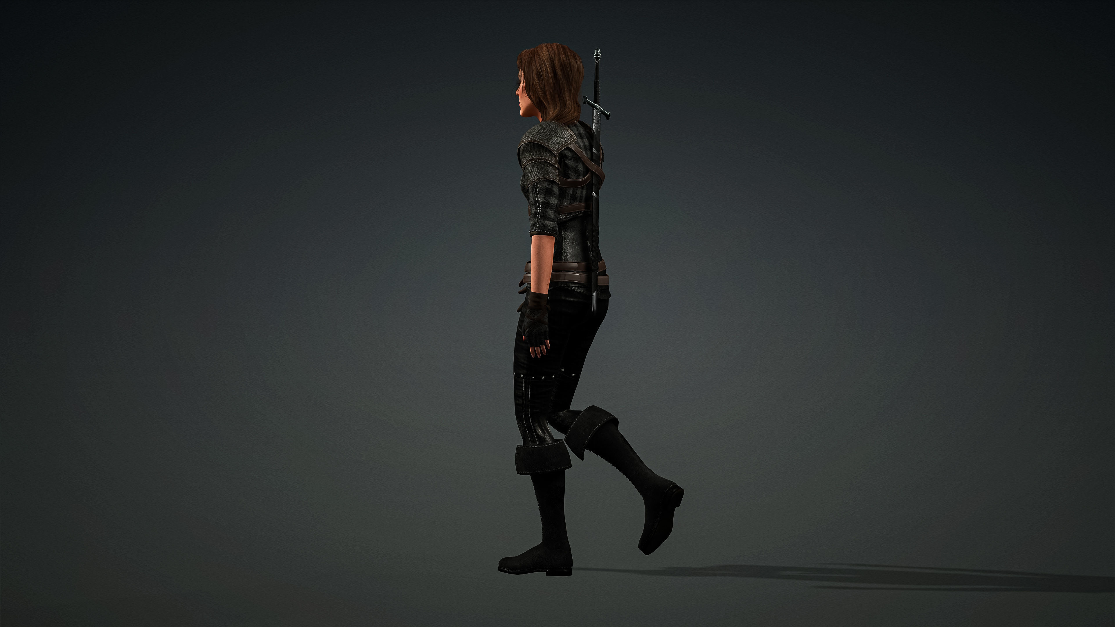 High Quality Realistic Female Warrior Low-poly 3D model_7