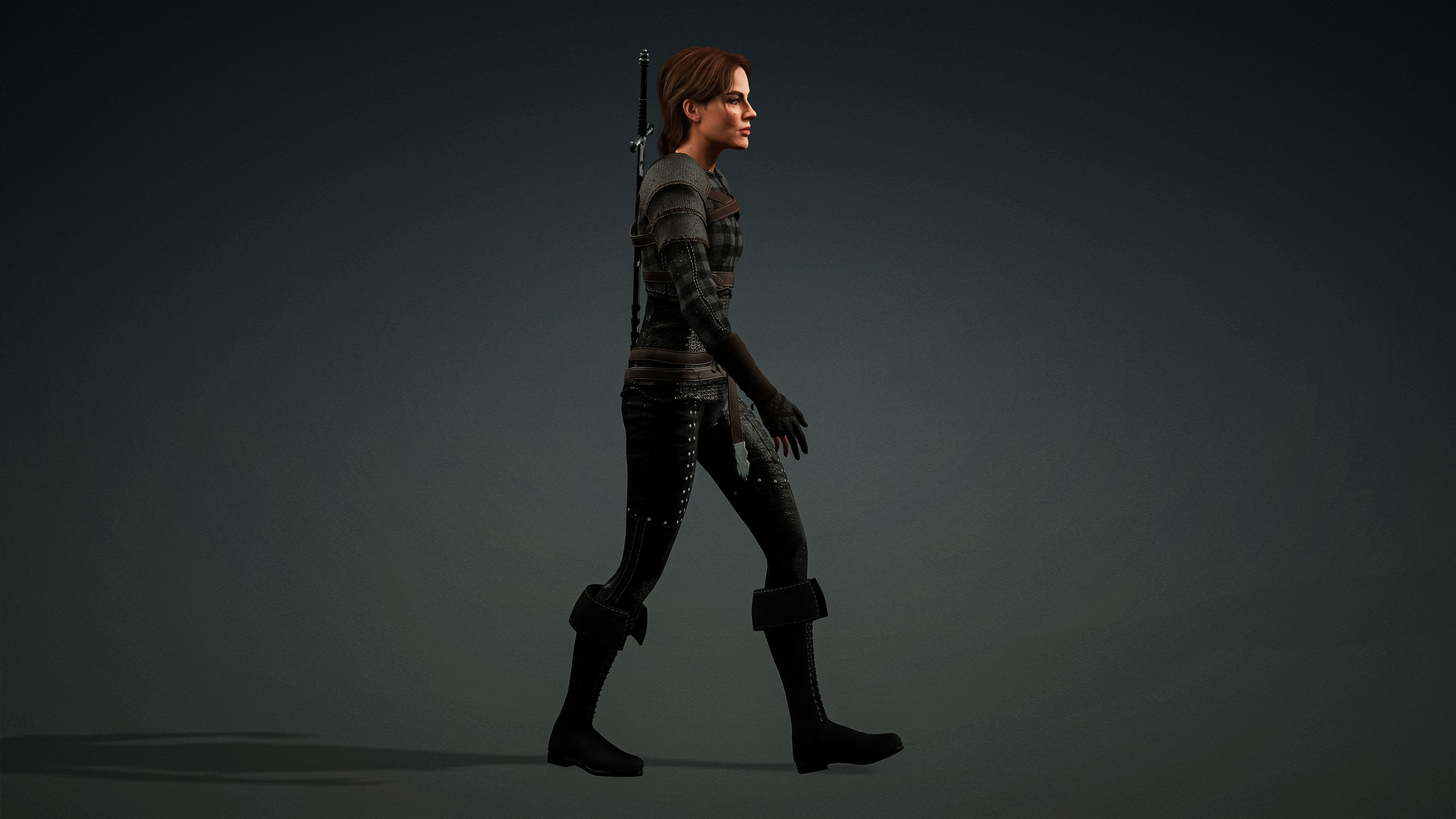 High Quality Realistic Female Warrior Low-poly 3D model_18