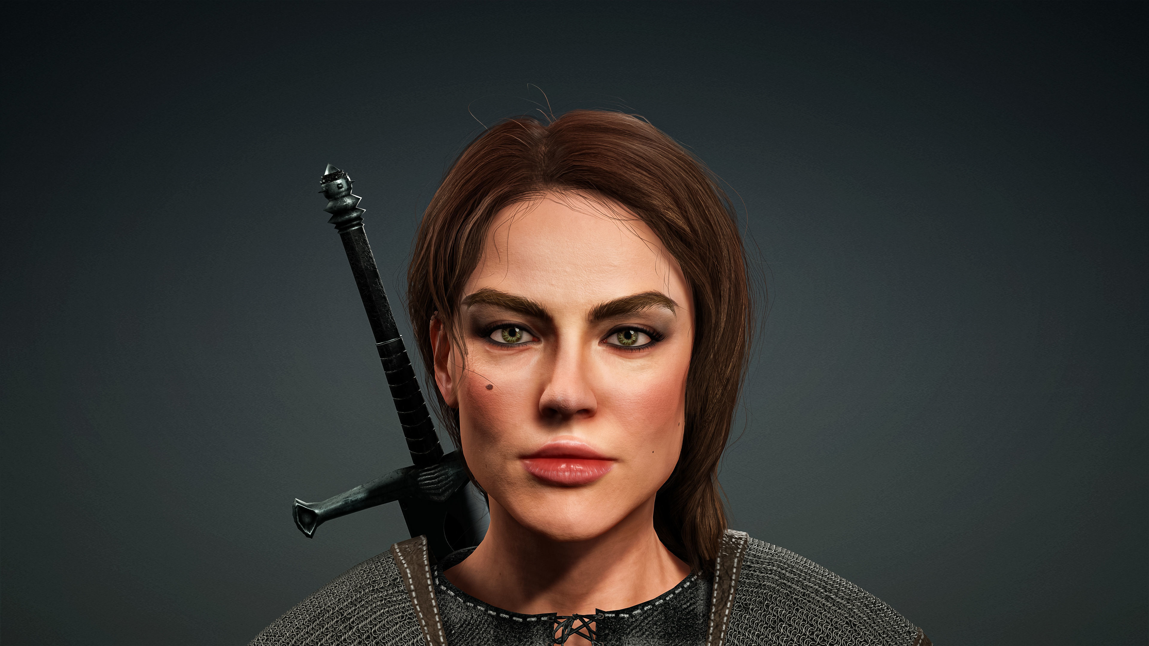 High Quality Realistic Female Warrior Low-poly 3D model_2