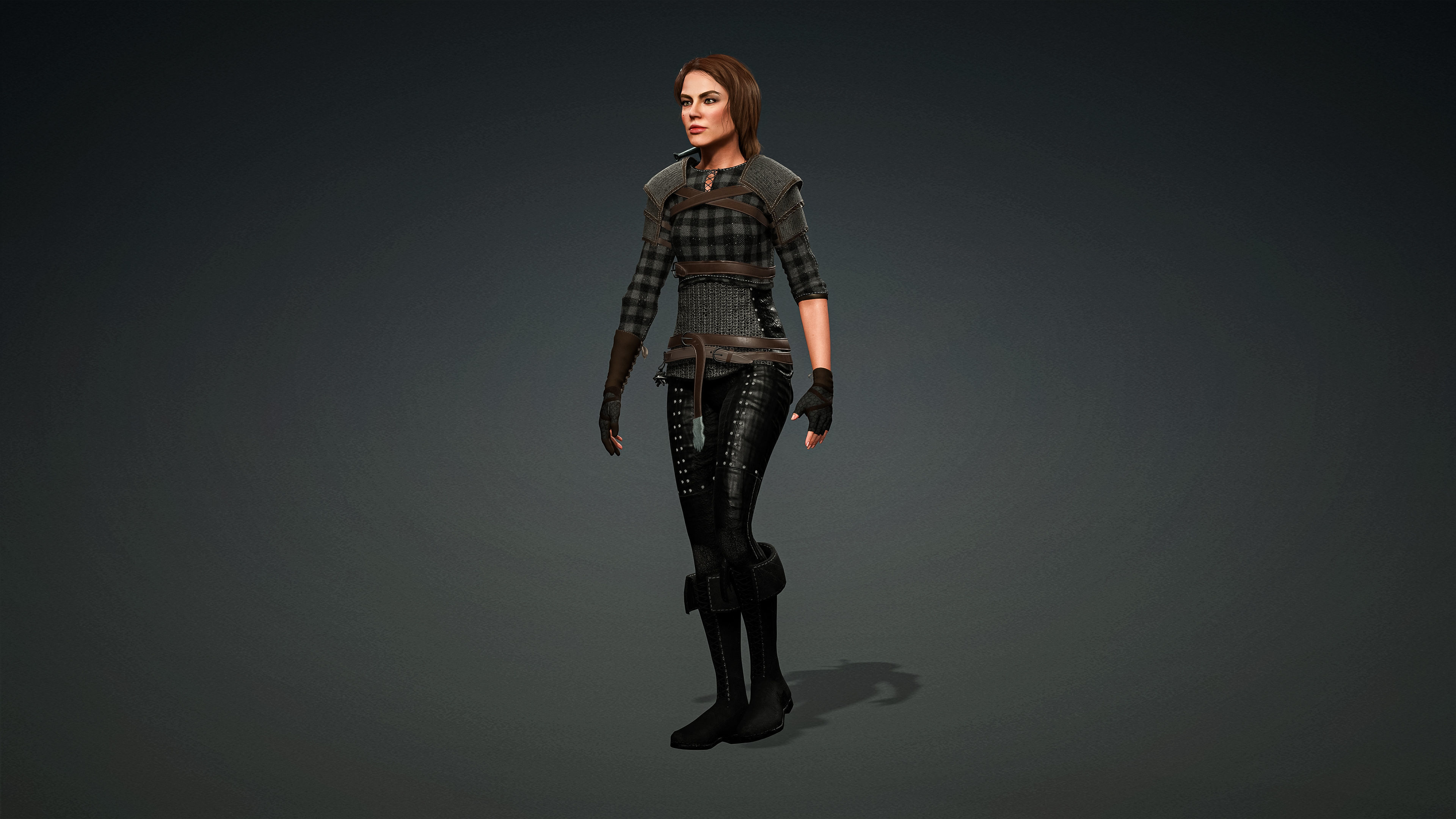 High Quality Realistic Female Warrior Low-poly 3D model_4