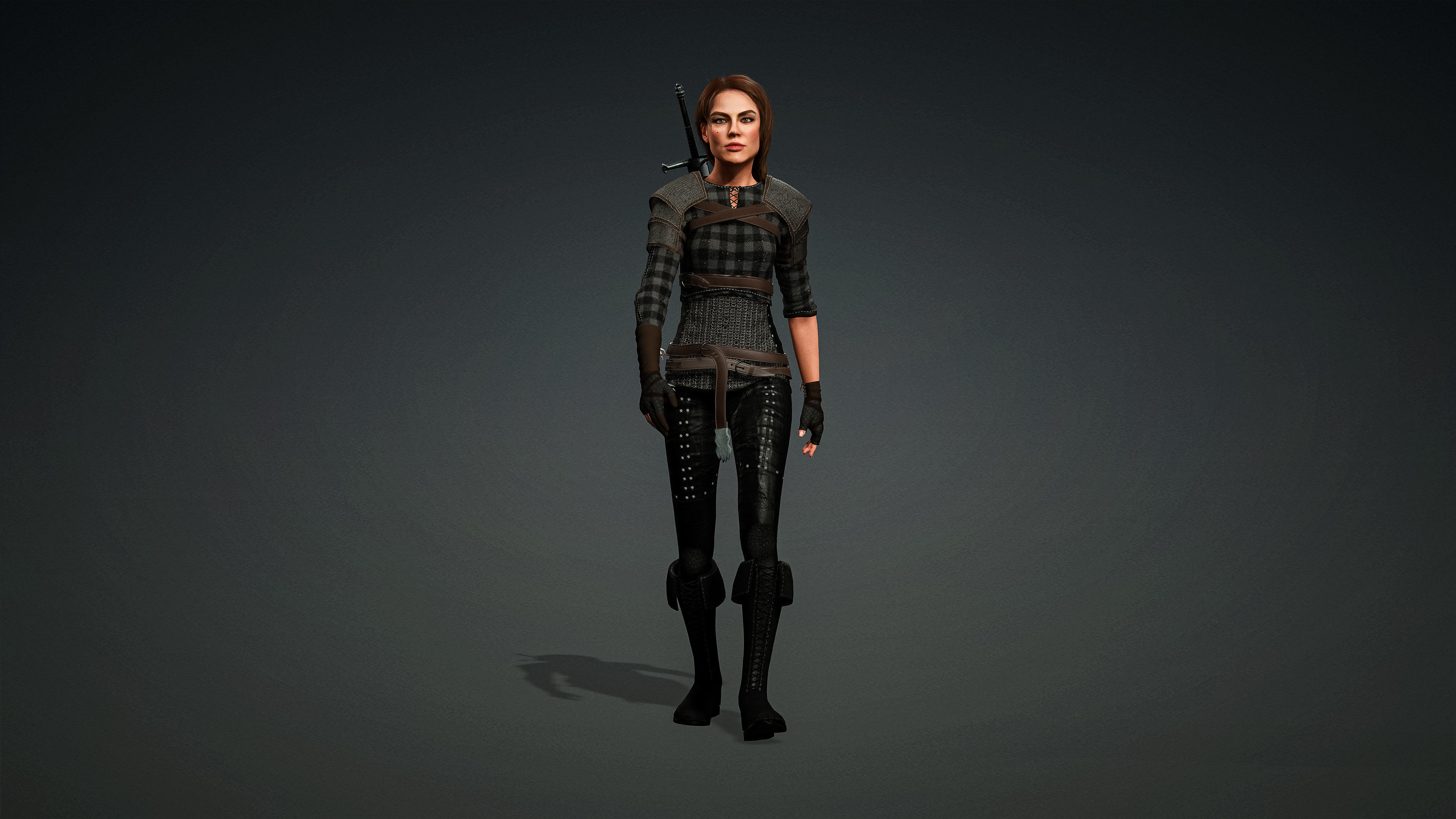 High Quality Realistic Female Warrior Low-poly 3D model_24