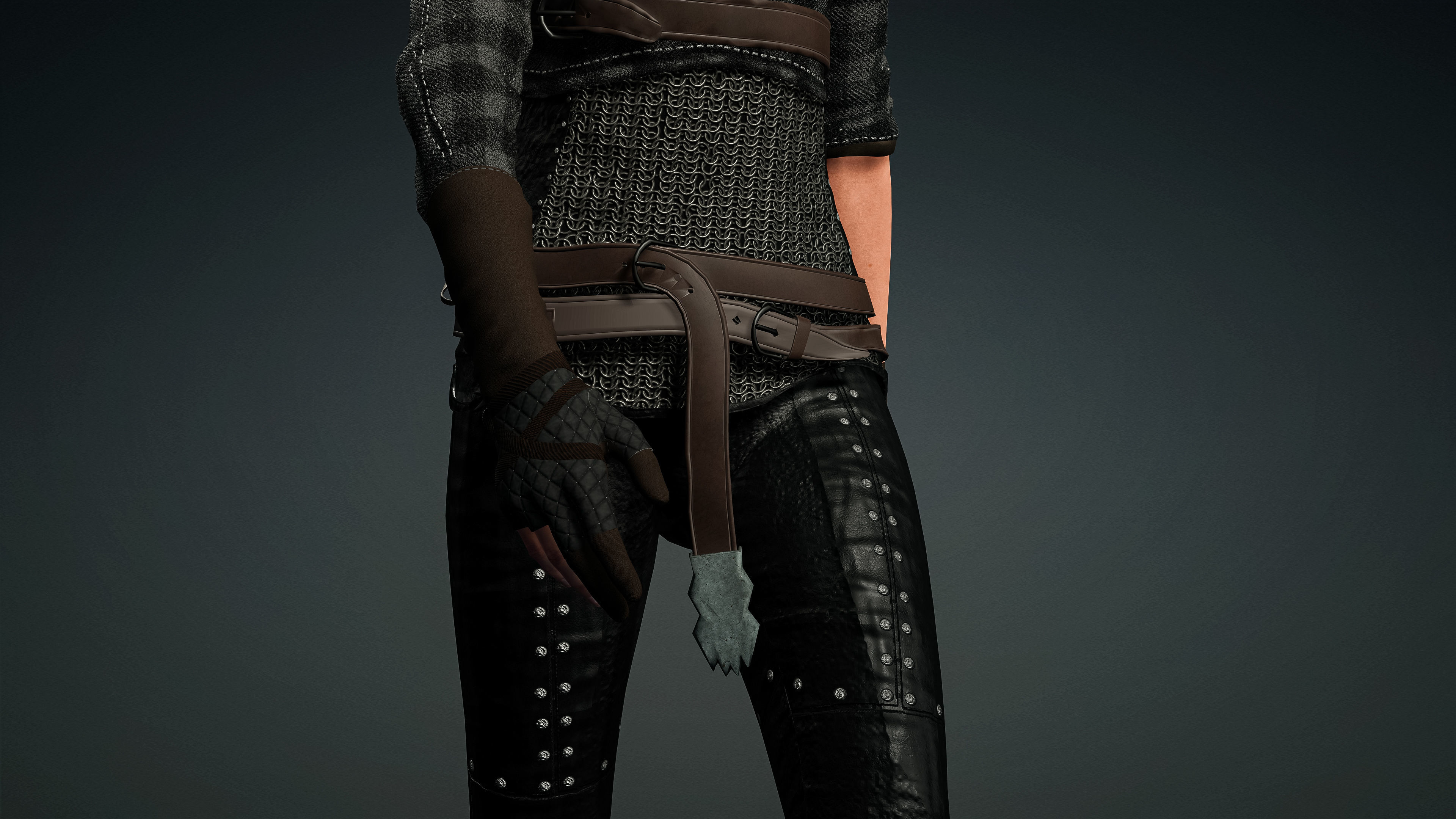 High Quality Realistic Female Warrior Low-poly 3D model_19