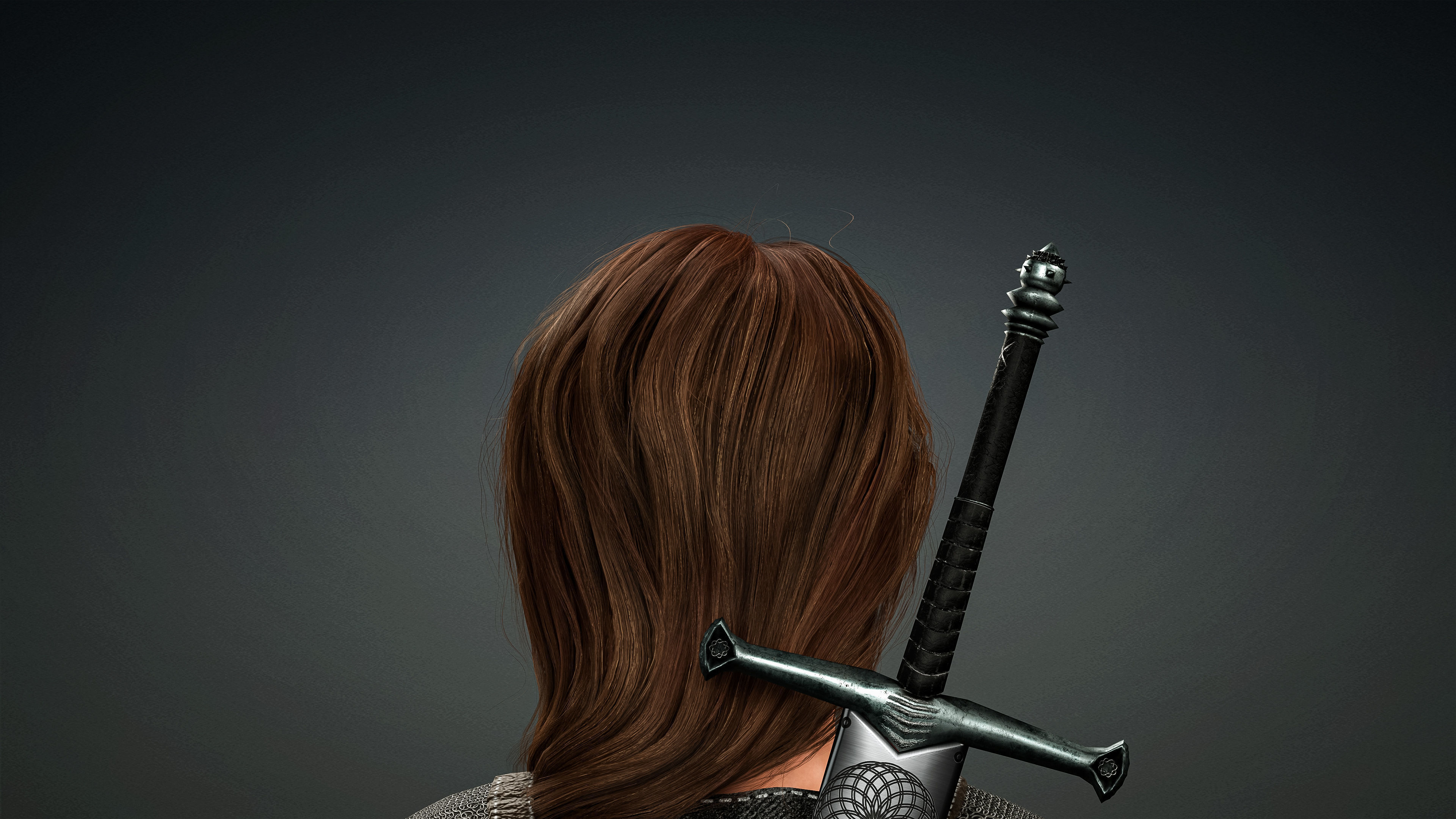 High Quality Realistic Female Warrior Low-poly 3D model_15