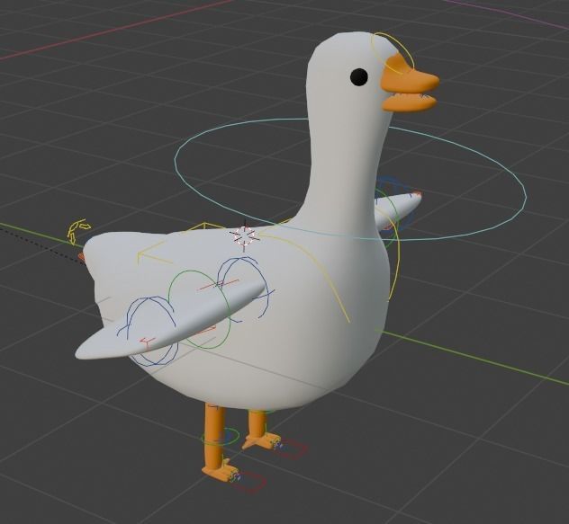 Goose Cartoon Free low-poly 3D model_1