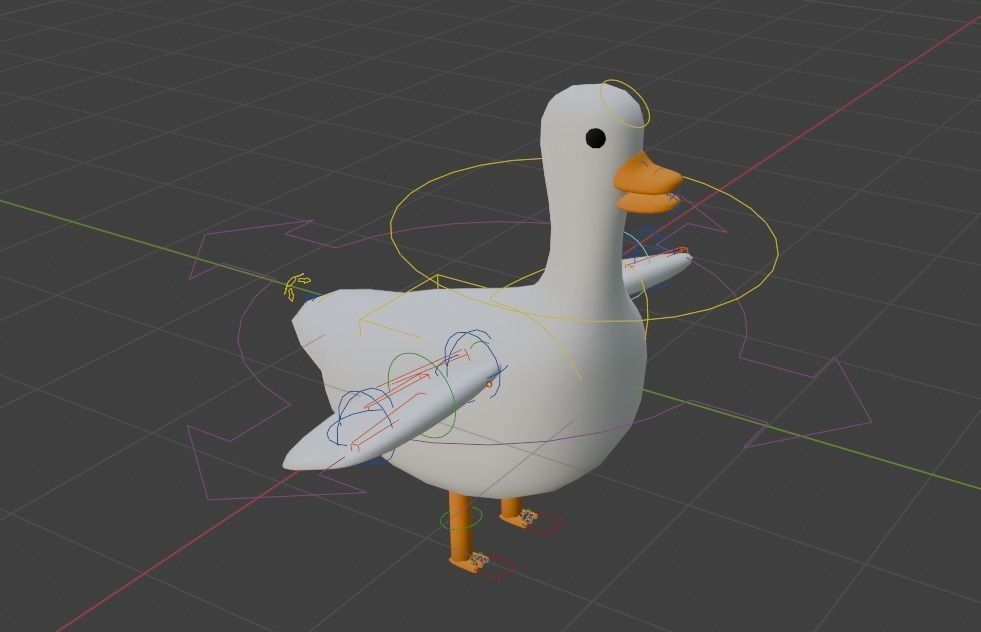 Goose Cartoon Free low-poly 3D model_2