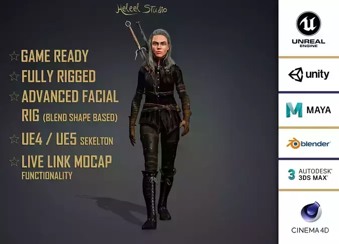 High Quality Realistic Female Warrior Witcher
