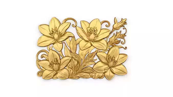 mural classic flowers decor ornament 06 3D model