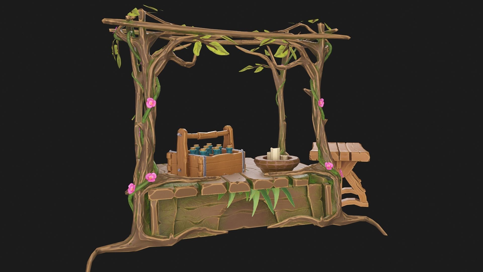 Stylized Druids shop Low-poly 3D model_3