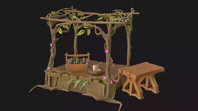 Stylized Druids shop Low-poly 3D model Stylized Druids shop Low-poly 3D model