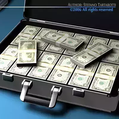 Suitcase with Dollars