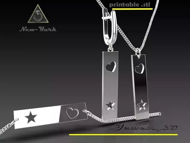rectangle-star-heart  earring bracelete pendant 
