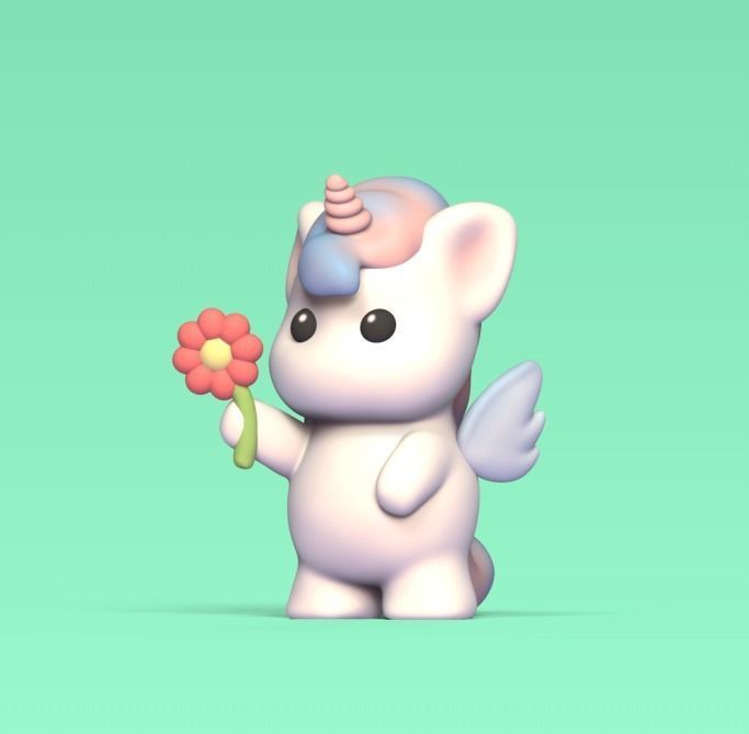 Cute Unicorn Flower 3D print model_2