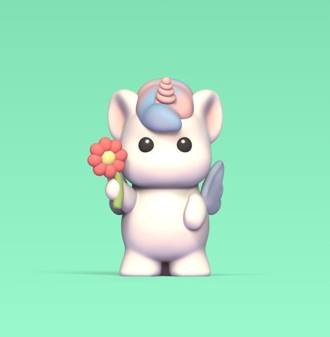 Cute Unicorn Flower 3D print model_1