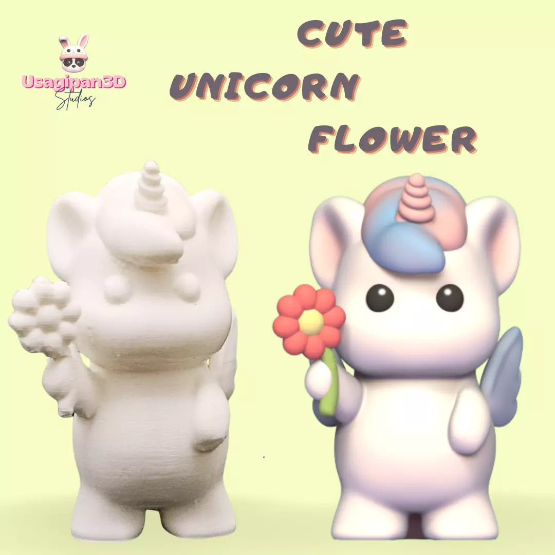 Cute Unicorn Flower 3D print model_0