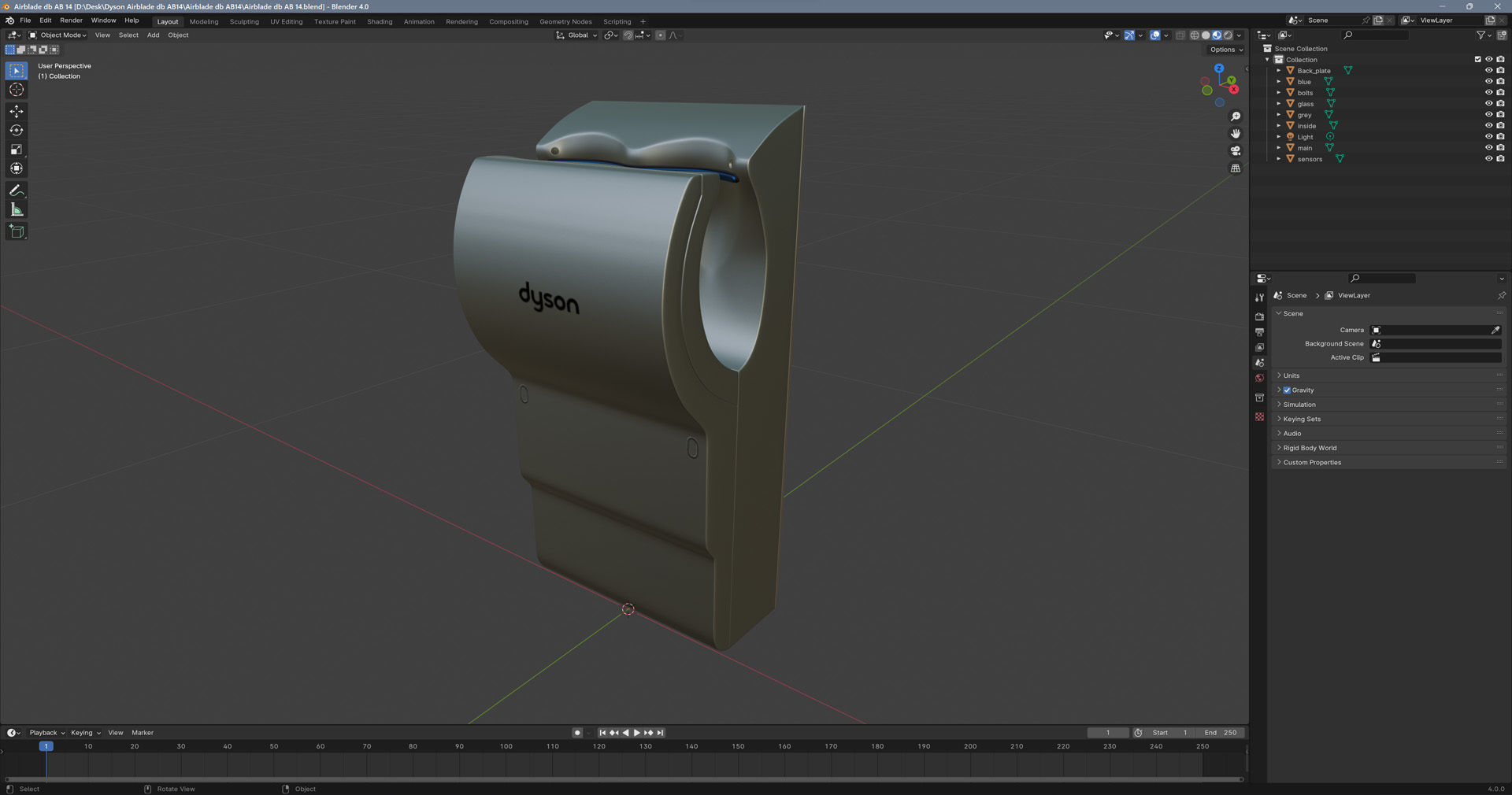 Dyson Airblade db AB14 Low-poly 3D model_13
