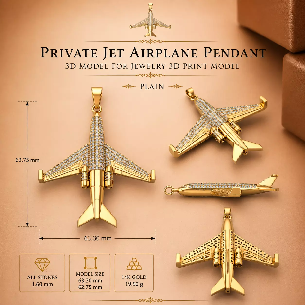 Aviation Airplane Aircraft Plane Travel Necklace Jewelry 3DM STL 3D print model