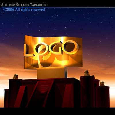 Hollywood style logo scene 3D model_2