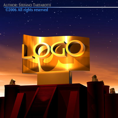 Hollywood style logo scene 3D model_5