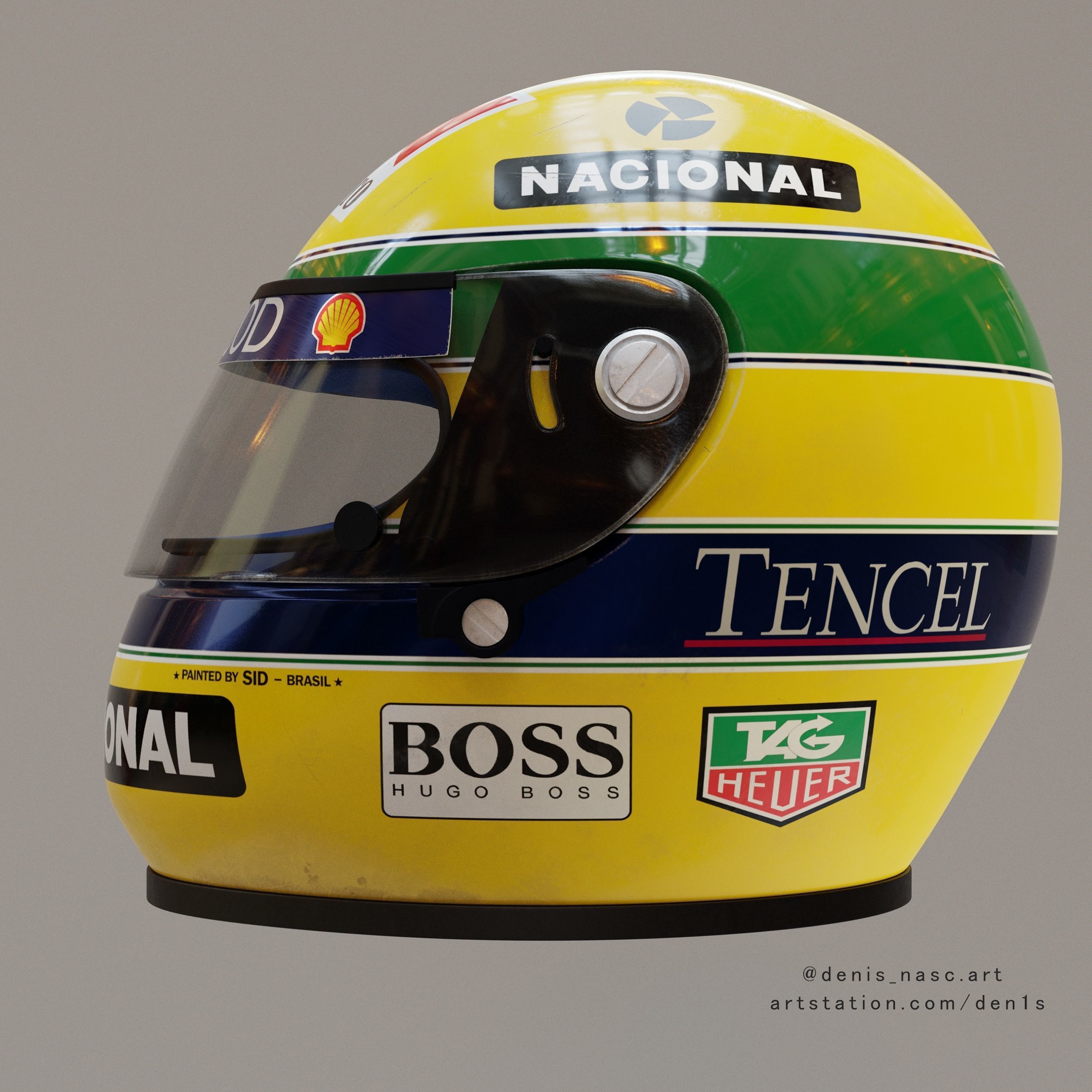 Ayrton Senna helmet 1993 3D model | CGTrader
