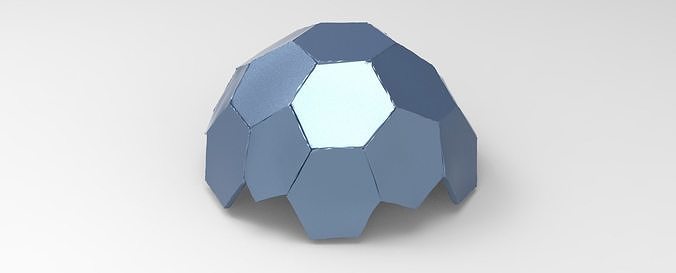 Dodecahedron Sci fi Orb Half Low-poly 3D model