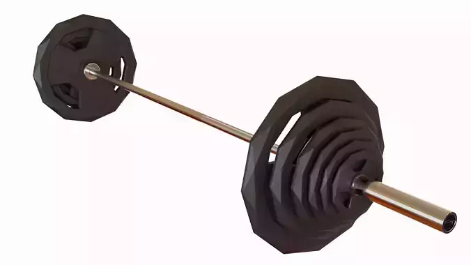 Gym System Barbell and Weight Plates 3D model