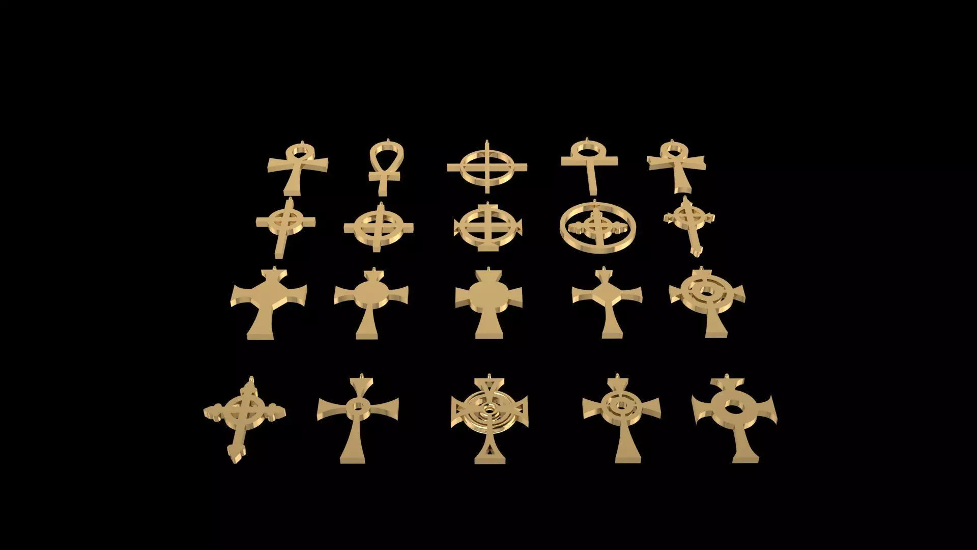 20 Cross Design Set - Stylized Religious Symbol 3D Model Bundle 3D print model