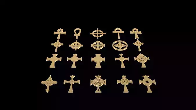 20 Cross Design Set - Stylized Religious Symbol 3D Model Bundle 3D print model