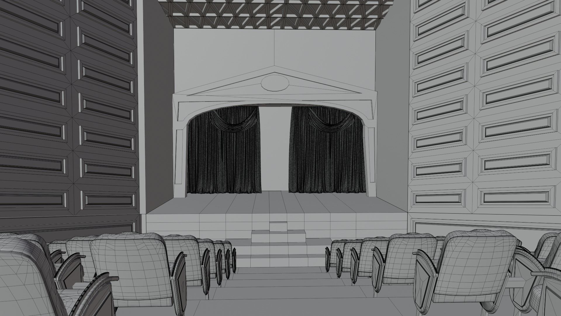 Theater interior Low-poly 3D model_8