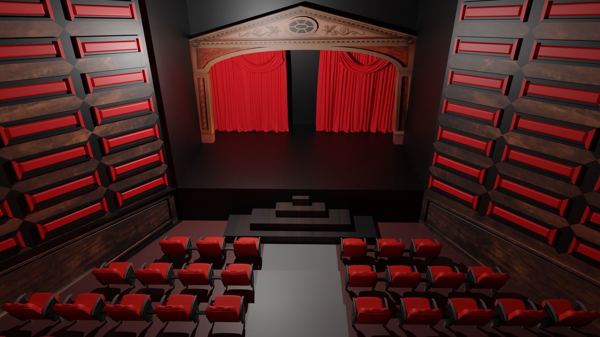 Theater interior Low-poly 3D model_6