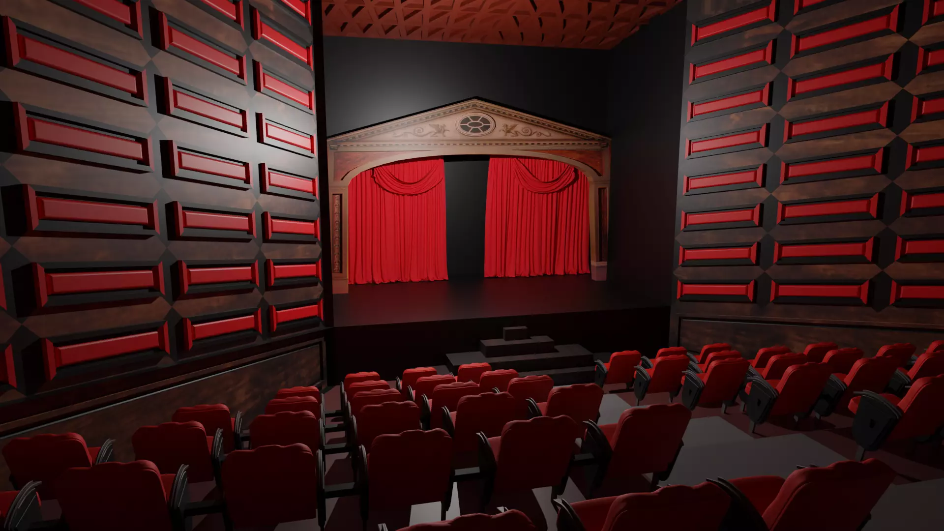 Theater interior Low-poly 3D model_0