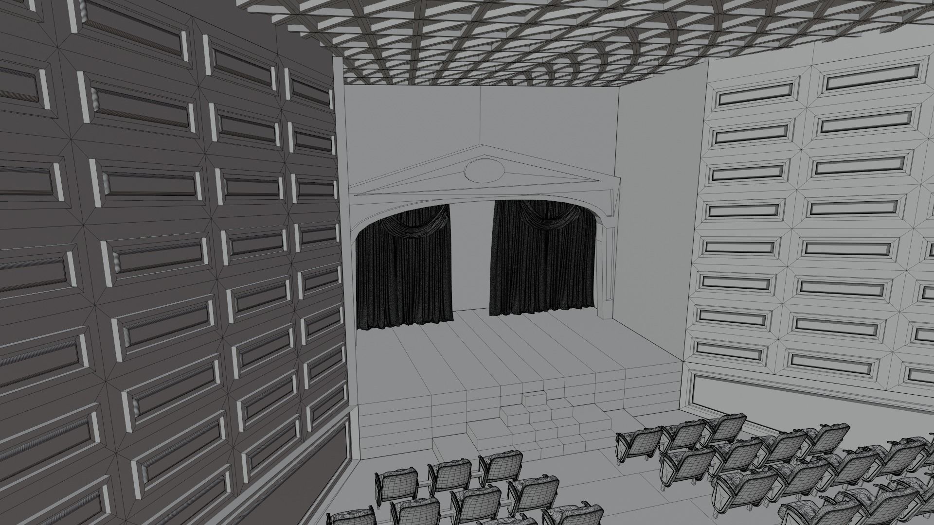 Theater interior Low-poly 3D model_7