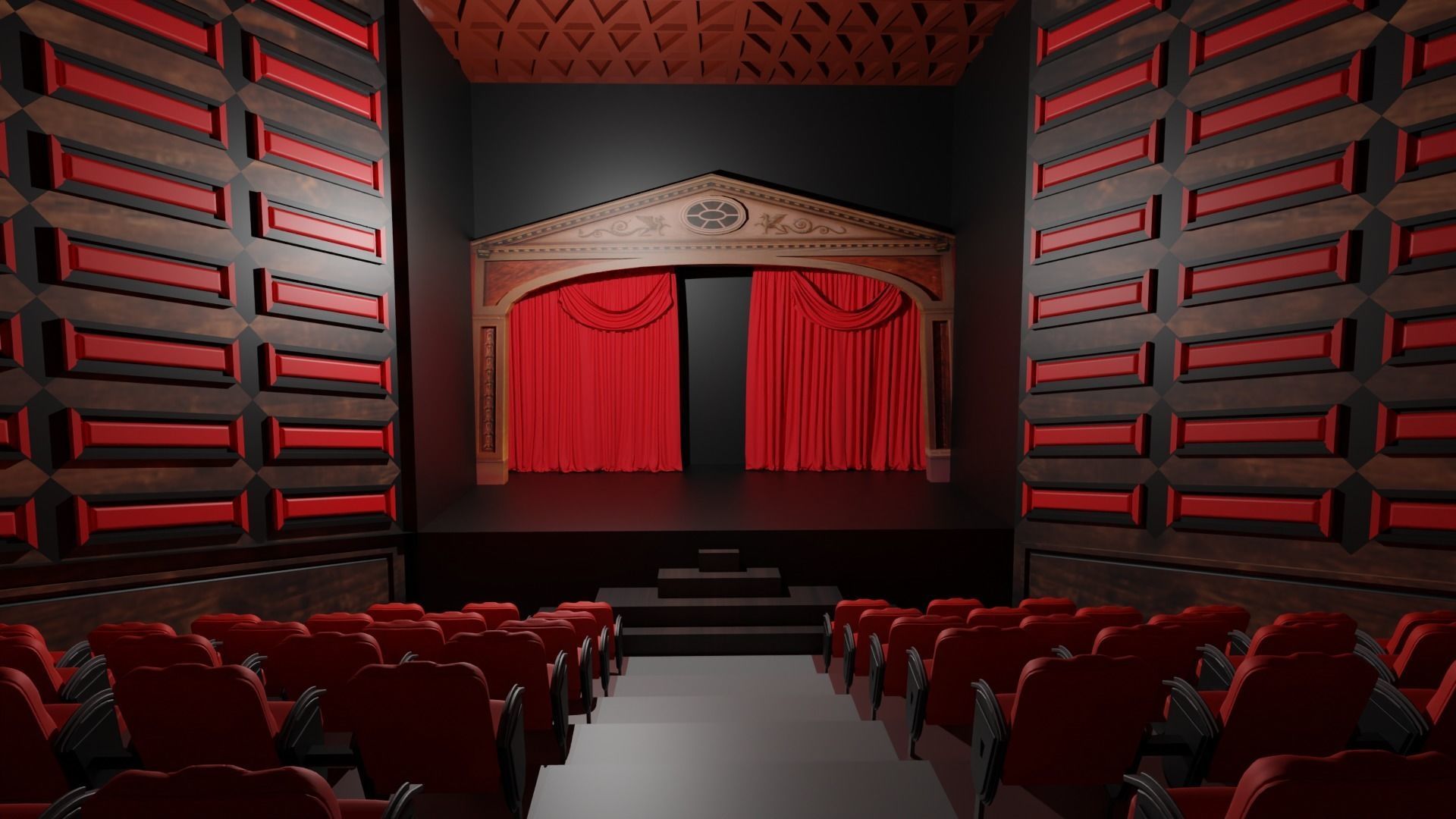 Theater interior Low-poly 3D model_1