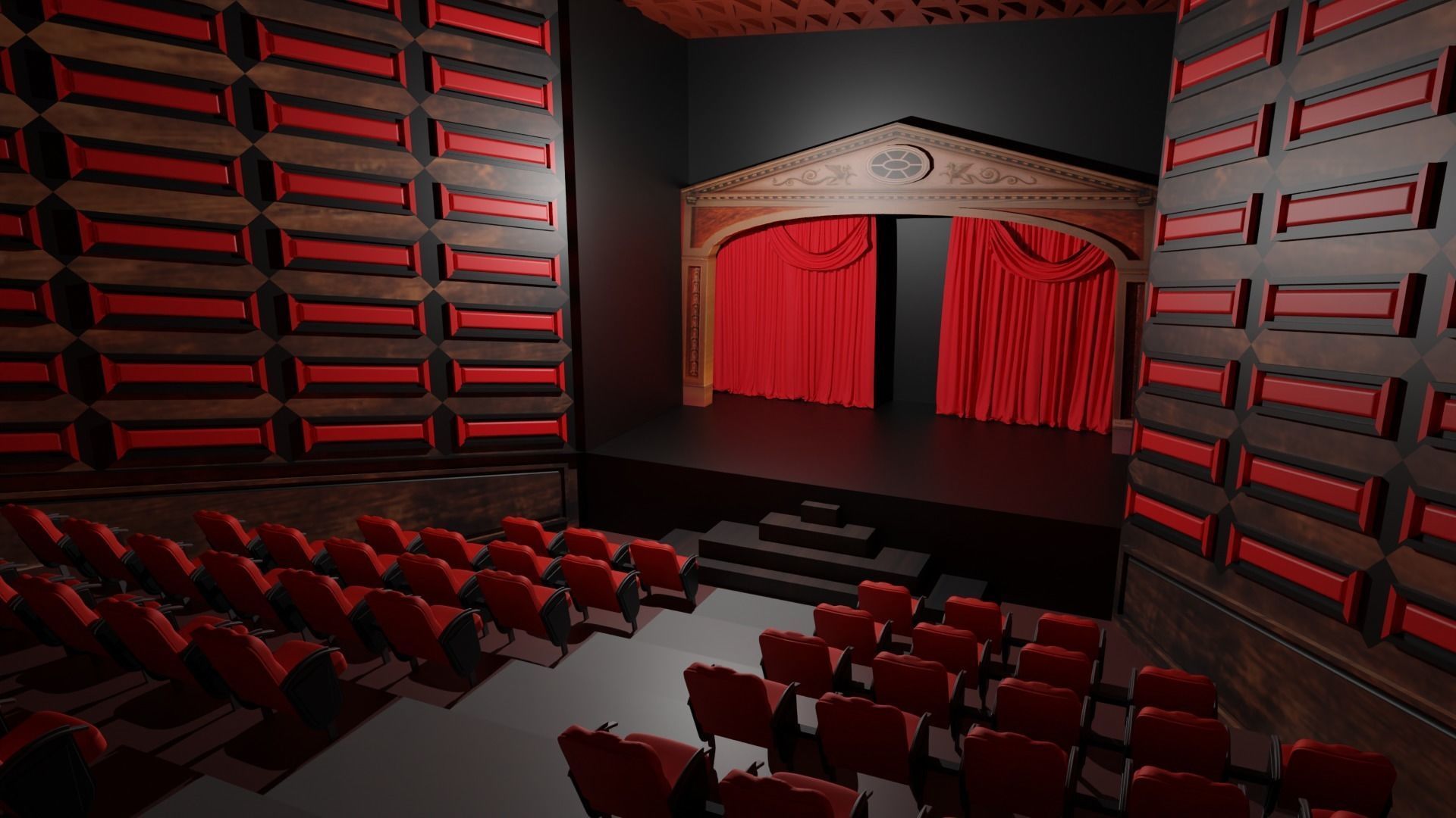 Theater interior Low-poly 3D model_2