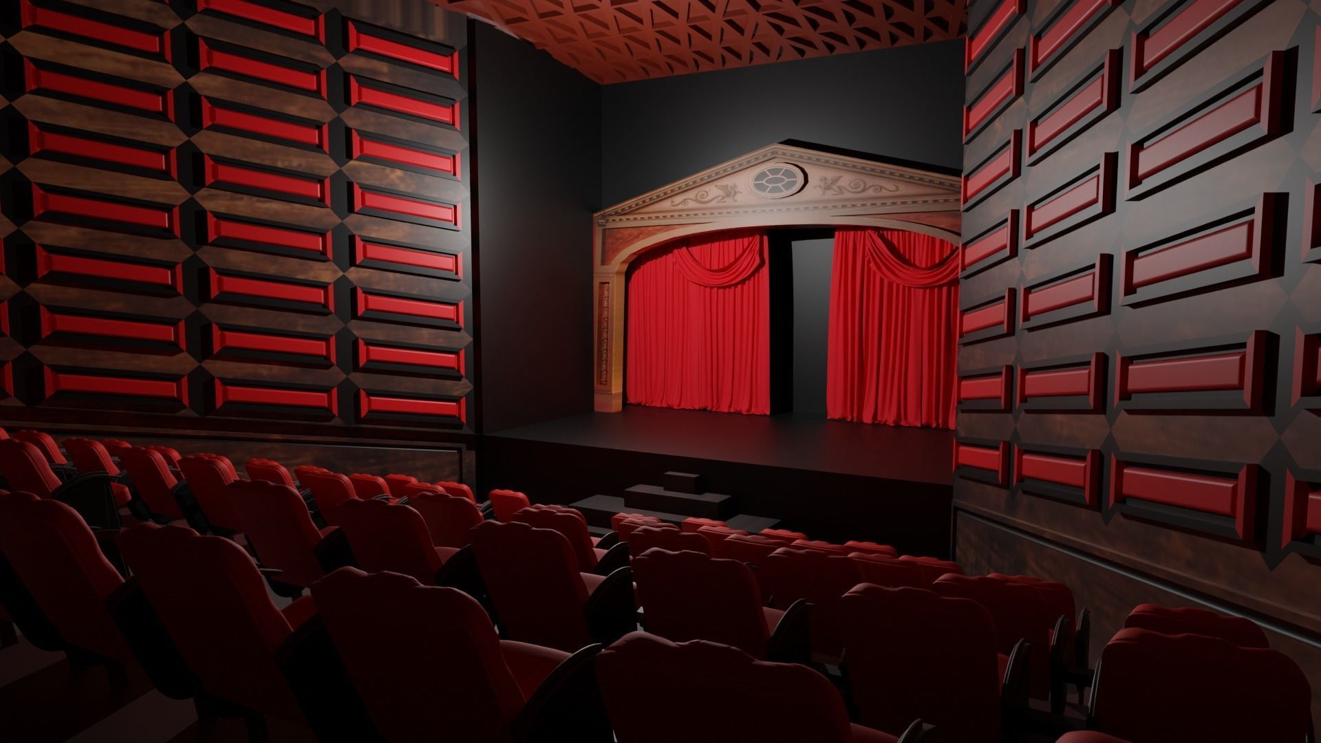 Theater interior Low-poly 3D model_4