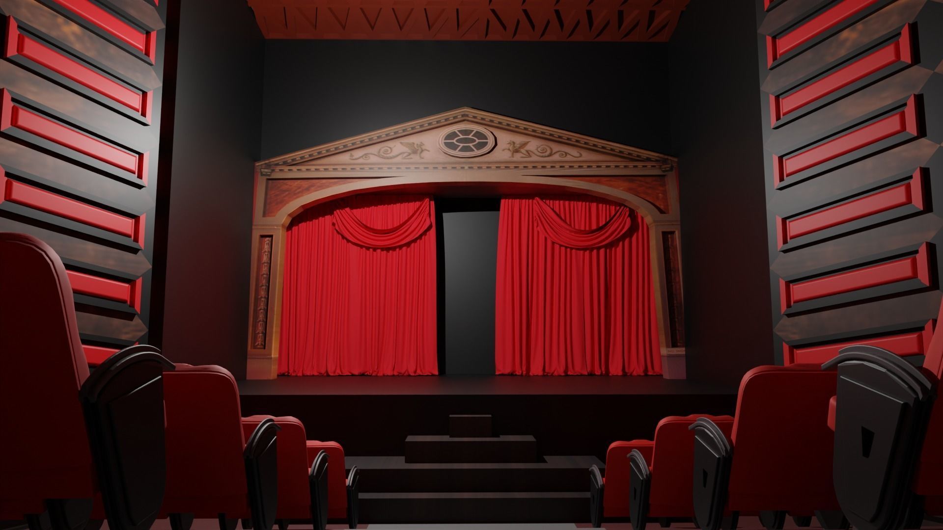 Theater interior Low-poly 3D model_5