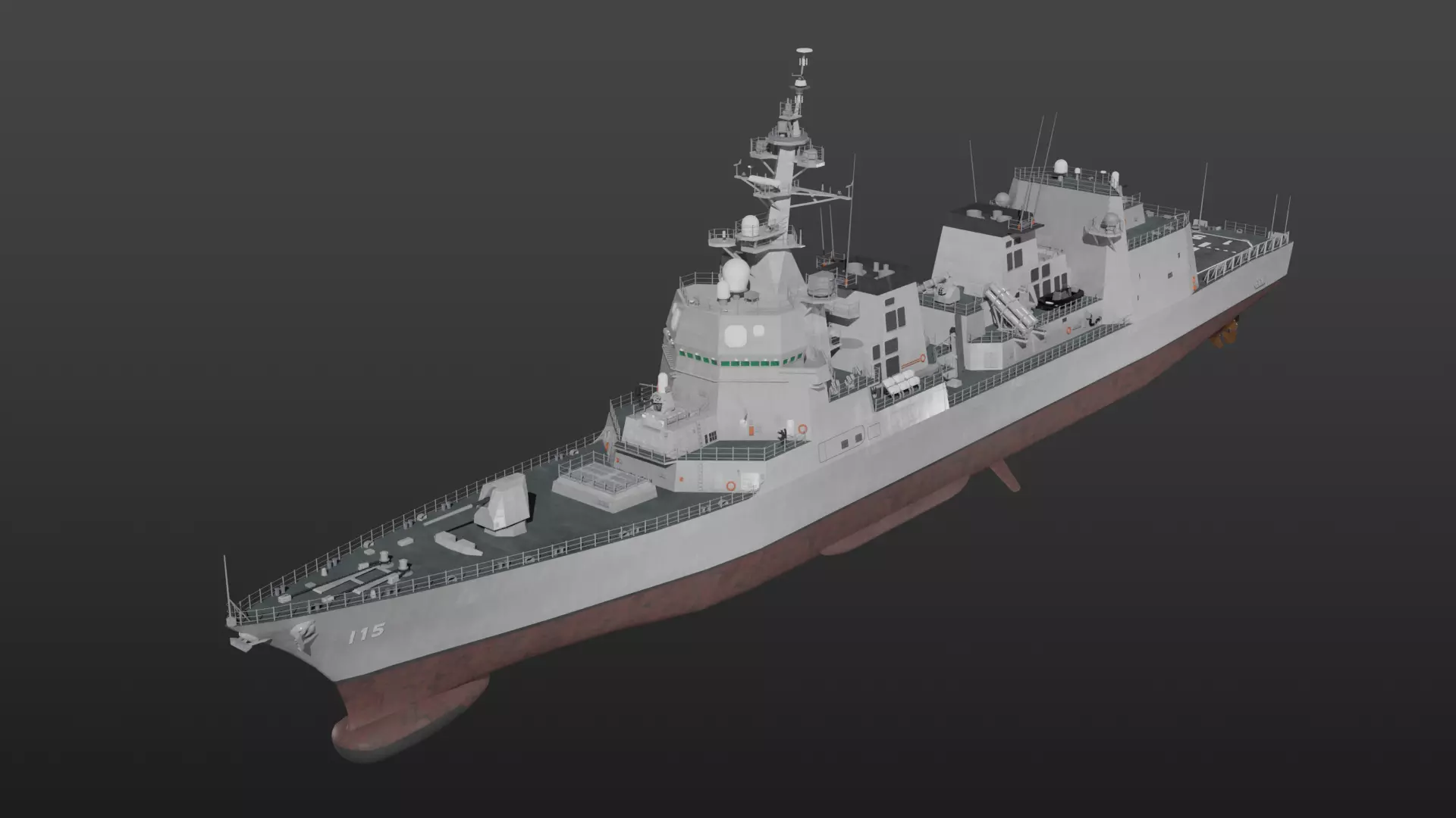 JMSDF Akizuki class destroyer 3D model_0