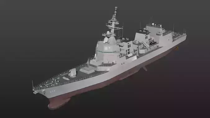 JMSDF Akizuki class destroyer 3D model