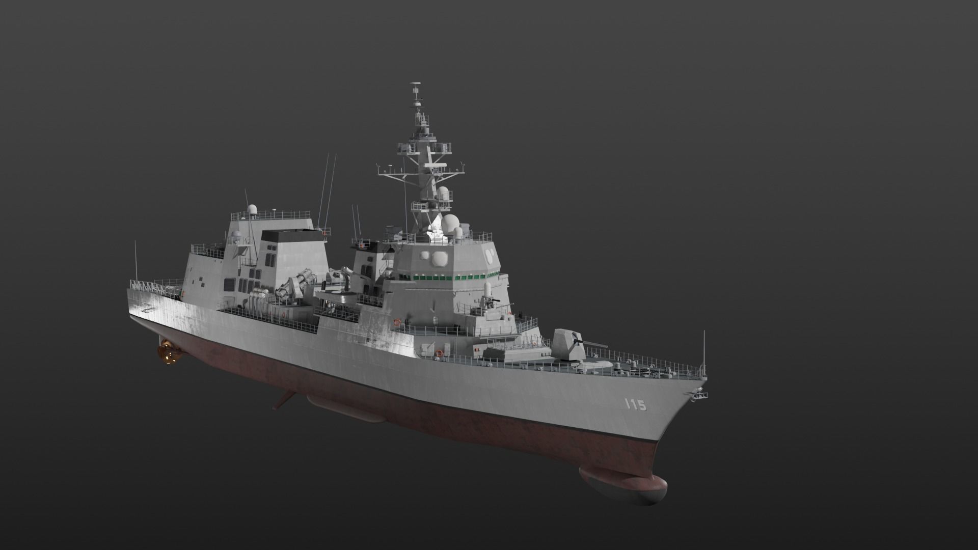 JMSDF Akizuki class destroyer 3D model_2