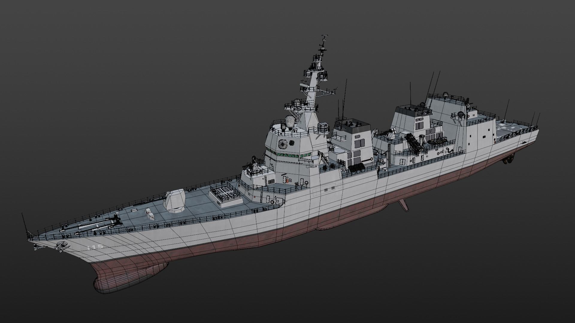JMSDF Akizuki class destroyer 3D model_13