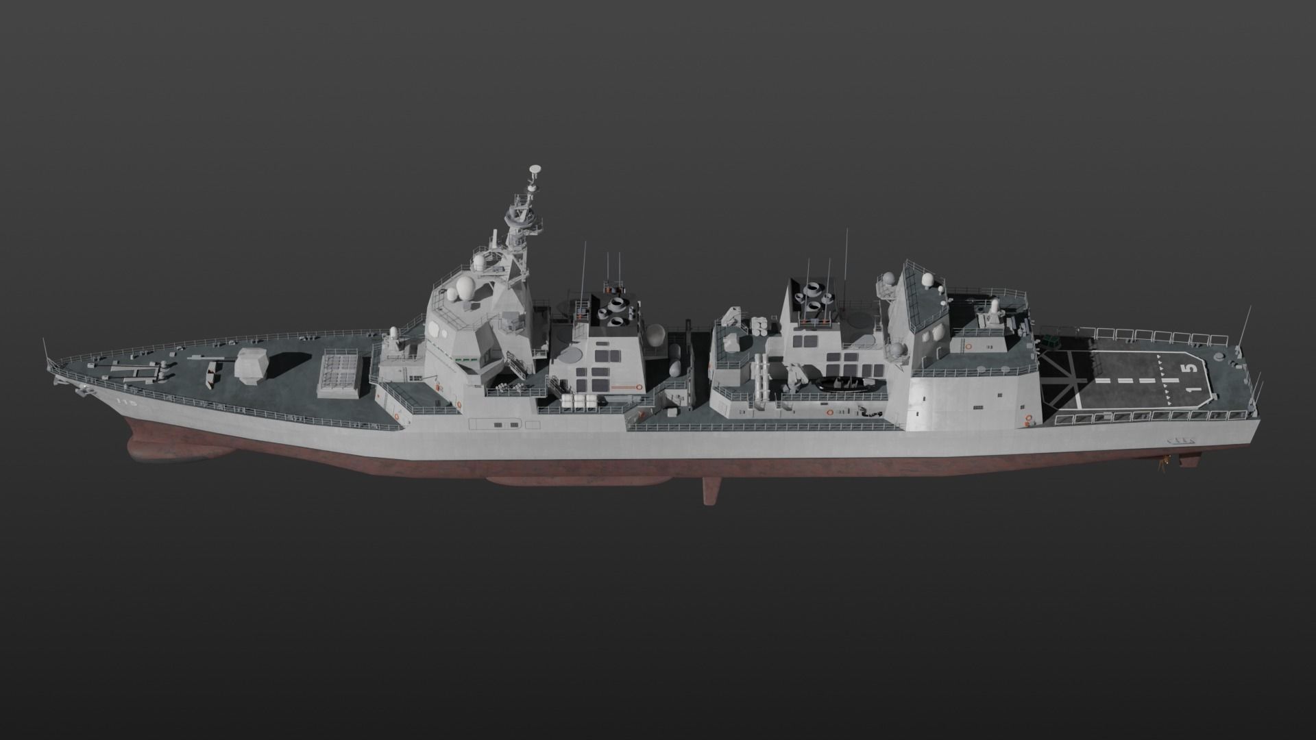 JMSDF Akizuki class destroyer 3D model_8
